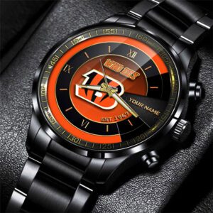 Cincinnati Bengals NFL Black Fashion Sport Watch Customize Your Name Fan Gifts BW1770