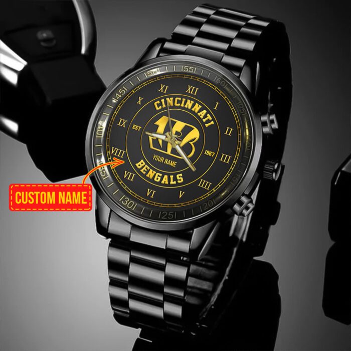 Cincinnati Bengals Personalized NFL Fashion Stainless Steel Sport Watch Collection BW1040