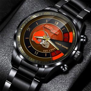 Cleveland Browns NFL Black Fashion Sport Watch Customize Your Name Fan Gifts BW1771