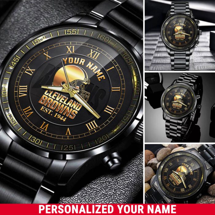 Cleveland Browns Personalized NFL Sport Black Fashion Watch BW1072