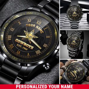Dallas Cowboys Personalized NFL Sport Black Fashion Watch BW1073