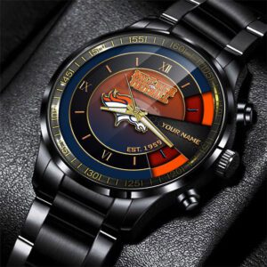 Denver Broncos NFL Black Fashion Sport Watch Customize Your Name Fan Gifts BW1772