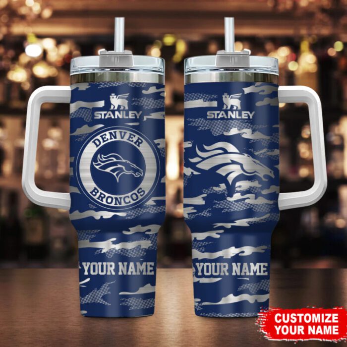 Denver Broncos NFL Personalized Camo Pattern Stanley Tumbler 40oz STT3170