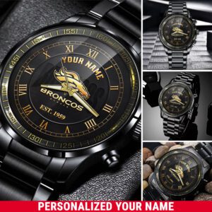 Denver Broncos Personalized NFL Sport Black Fashion Watch BW1076