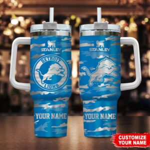 Detroit Lions NFL Personalized Camo Pattern Stanley Tumbler 40oz STT3171
