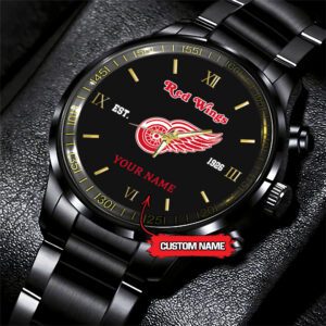Detroit Red Wings NHL Custom Name Black Fashion Sport Watch BW1108