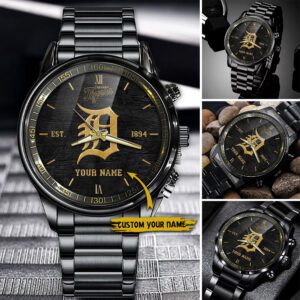 Detroit Tiger MLB Black Fashion Sport Watch Custom Your Name BW1804