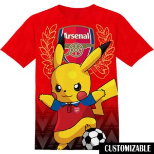 Football Arsenal Pokemon Pikachu Unisex 3D T-Shirt