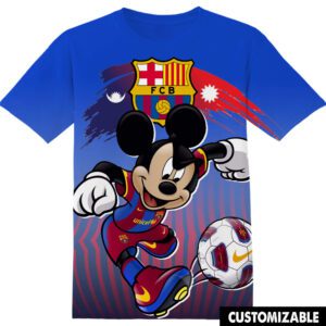 Football FC Barcelona Disney Mickey Unisex 3D T-Shirt