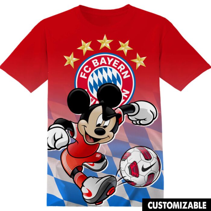 Football FC Bayern Munich Disney Mickey Unisex 3D T-Shirt