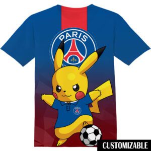 Football Paris Saint Germain FC Pokemon Pikachu Unisex 3D T-Shirt