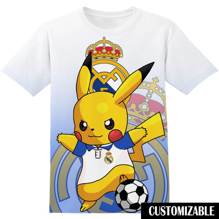 Football Real Madrid Pokemon Pikachu Unisex 3D T-Shirt