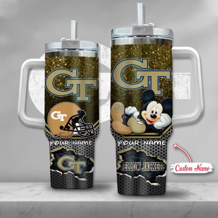 Georgia Tech Yellow Jackets NCAA Mickey Custom Name 40oz Stanley Tumbler STT3023