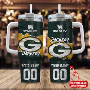Green Bay Packers NFL 40oz Stanley Tumbler Custom Name And Number 2024 Collection STT2931