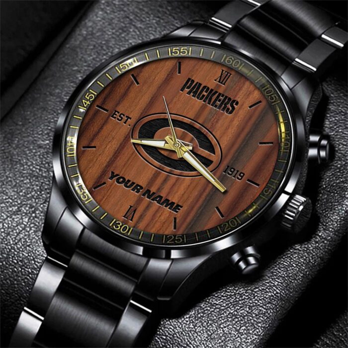 Green Bay Packers NFL Black Fashion Sport Watch Custom Name BW1542