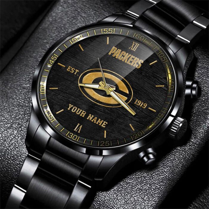 Green Bay Packers NFL Black Fashion Sport Watch Custom Your Name BW1406