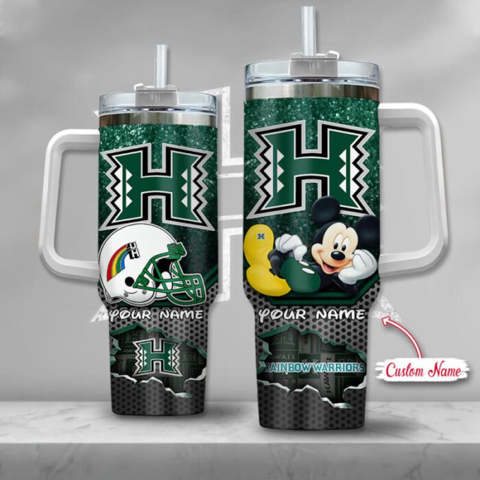 Hawaii Rainbow Warriors NCAA Mickey Custom Name 40oz Stanley Tumbler STT3025