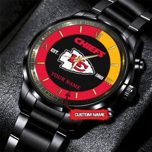 Kansas City Chiefs Personalized NFL Black Fashion Sport Watch BW1378