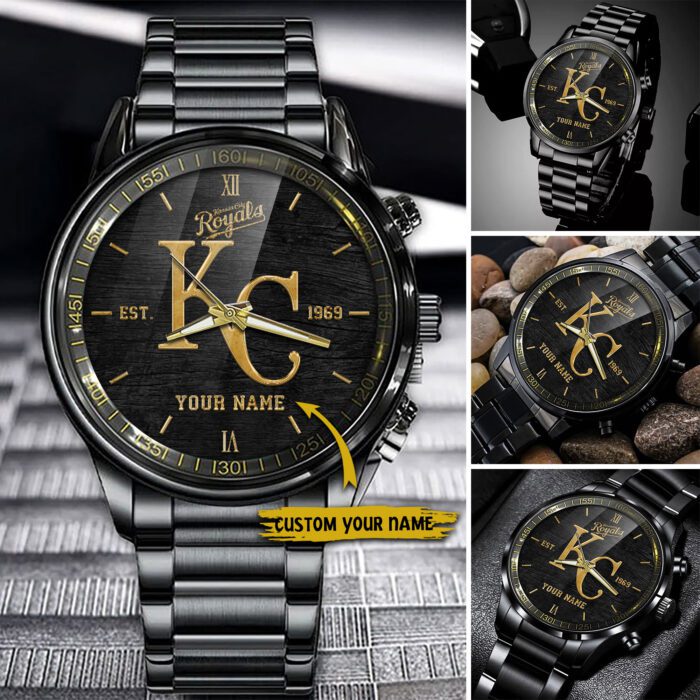 Kansas City Royals MLB Black Fashion Sport Watch Custom Your Name BW1807