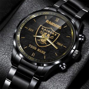 Las Vegas Raiders NFL Black Fashion Sport Watch Custom Your Name BW1412