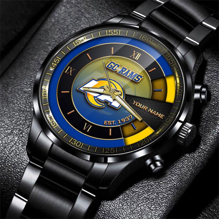 Los Angeles Rams NFL Black Fashion Sport Watch Customize Your Name Fan Gifts BW1781