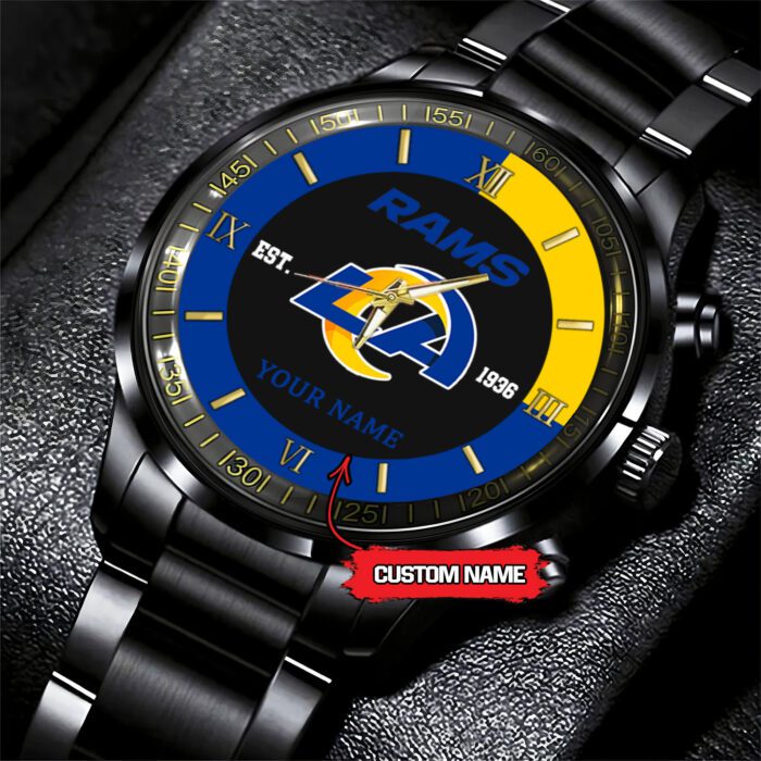 Los Angeles Rams Personalized NFL Black Fashion Sport Watch BW1380