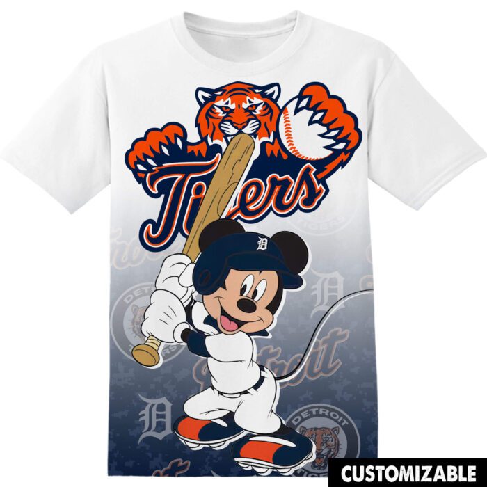 MLB Detroit Tigers Disney Mickey Unisex 3D T-Shirt