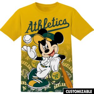 MLB Oakland Athletics Disney Mickey Unisex 3D T-Shirt