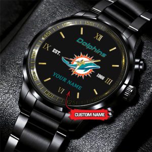 Miami Dolphins NFL Black Fashion Personalized Sport Watch BW1349