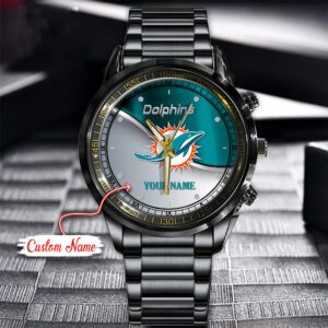 Miami Dolphins NFL Custom Name Stainless Steel Sport Watch BW1217