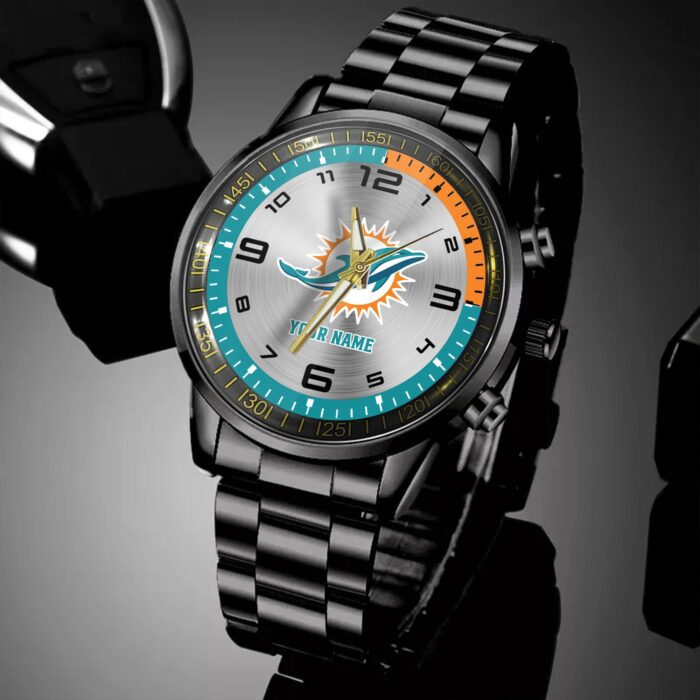 Miami Dolphins NFL Personalized Black Hand Sport Watch Gifts For Fans BW1448