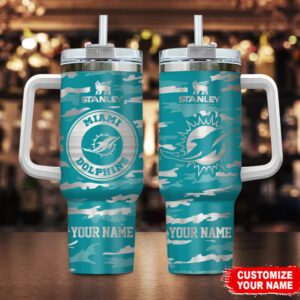 Miami Dolphins NFL Personalized Camo Pattern Stanley Tumbler 40oz STT3181