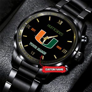 Miami Hurricanes NCAA Black Fashion Personalized Sport Watch BW1503