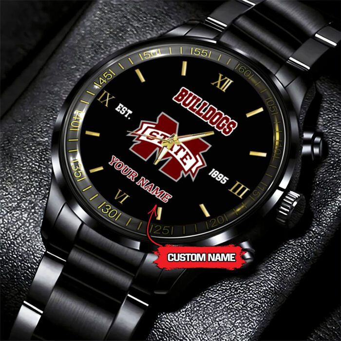 Mississippi State Bulldogs NCAA Black Fashion Personalized Sport Watch BW1506