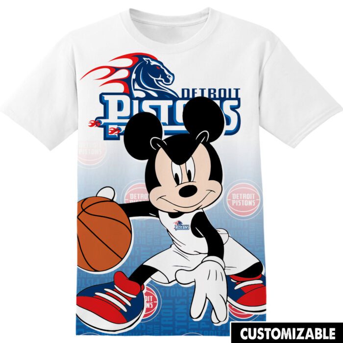 NBA Detroit Pistons Disney Mickey Unisex 3D T-Shirt