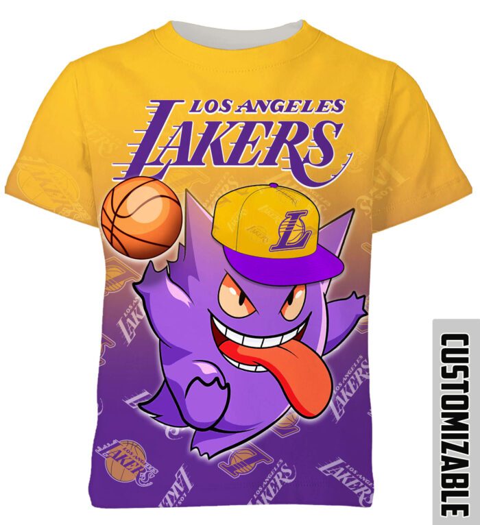 NBA Los Angeles Lakers Pokemon Gengar Unisex 3D T-Shirt