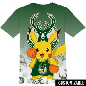 NBA Milwaukee Bucks Pokemon Pikachu Unisex 3D T-Shirt