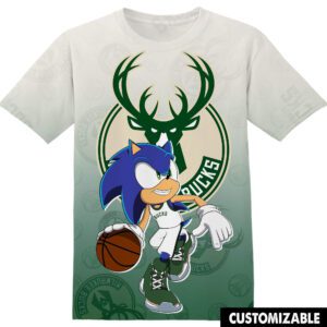 NBA Milwaukee Bucks Sonic the Hedgehog Unisex 3D T-Shirt