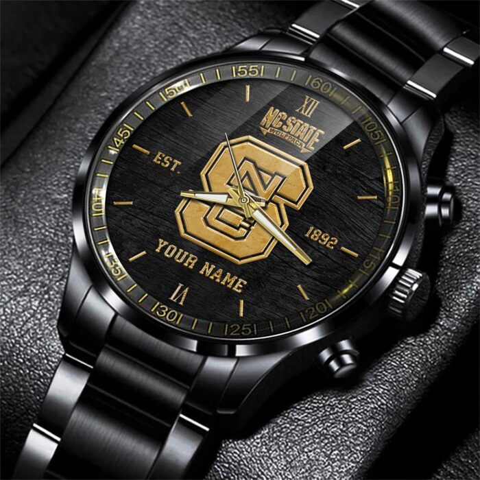 Nc State Wolfpack NCAA Black Fashion Sport Watch Custom Your Name BW1284