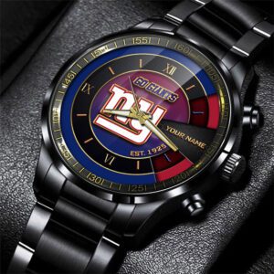 New York Giants NFL Black Fashion Sport Watch Customize Your Name Fan Gifts BW1785
