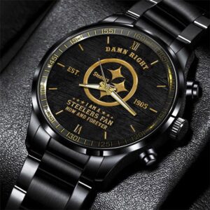 Pittsburgh Steelers NFL Slogan Black Fashion Sport Watch For Football Lovers BW1257