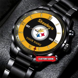 Pittsburgh Steelers Personalized NFL Black Fashion Sport Watch BW1389