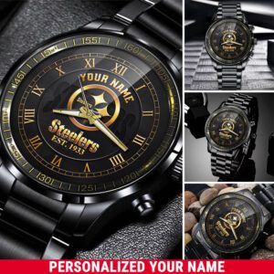 Pittsburgh Steelers Personalized NFL Sport Black Fashion Watch BW1092