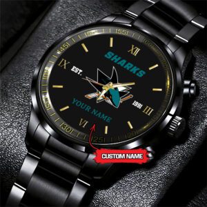 San Jose Sharks NHL Custom Name Black Fashion Sport Watch BW1118