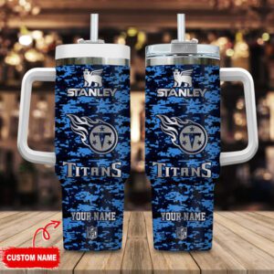 Tennessee Titans Personalized NFL Camouflage Silver Logo 40oz Stanley Tumbler STT2694