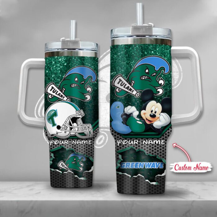 Tulane Green Wave NCAA Mickey Custom Name 40oz Stanley Tumbler STT3058