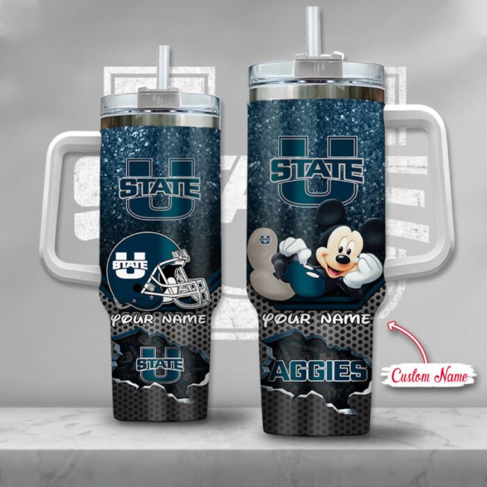 Utah State Aggies NCAA Mickey Custom Name 40oz Stanley Tumbler STT3060