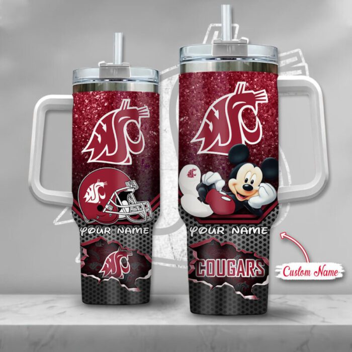 Washington State Cougars NCAA Mickey Custom Name 40oz Stanley Tumbler STT3066