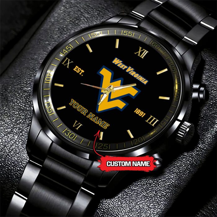 West Virginia Mountaineers NCAA Black Fashion Personalized Sport Watch BW1522