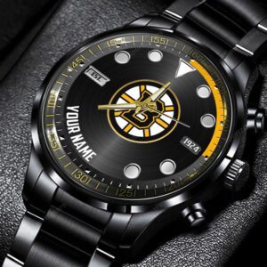 Boston Bruins Custom Name NHL Black Stainless Steel Watch BW1857